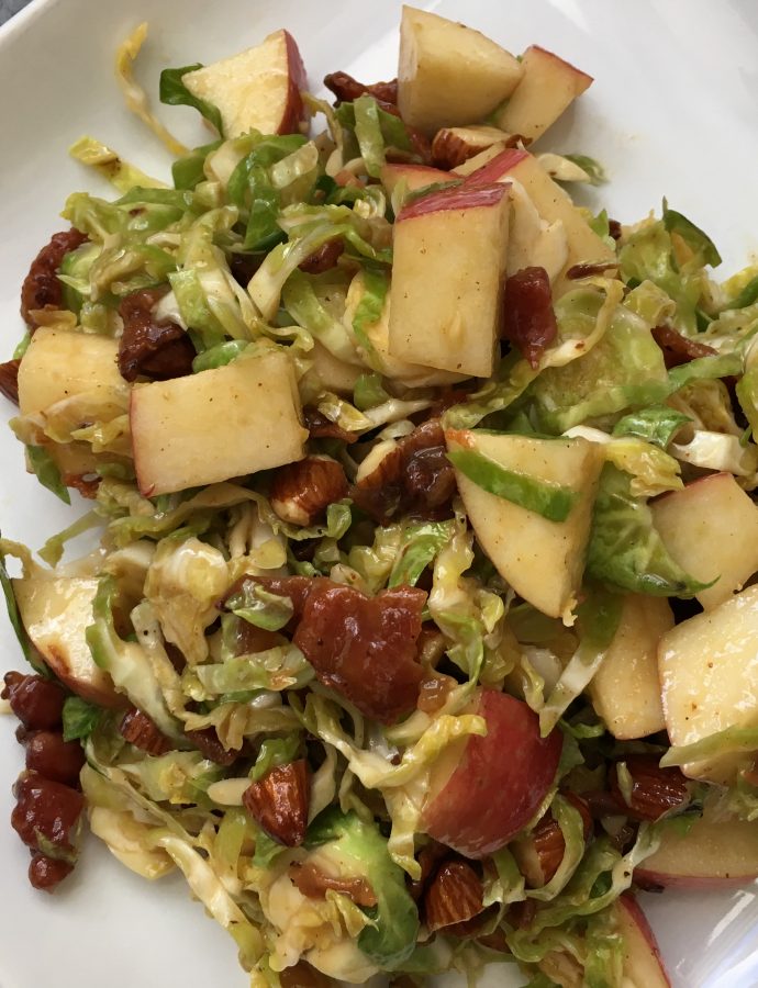 Apple and Brussels Sprouts Salad with Hot Bacon Dressing